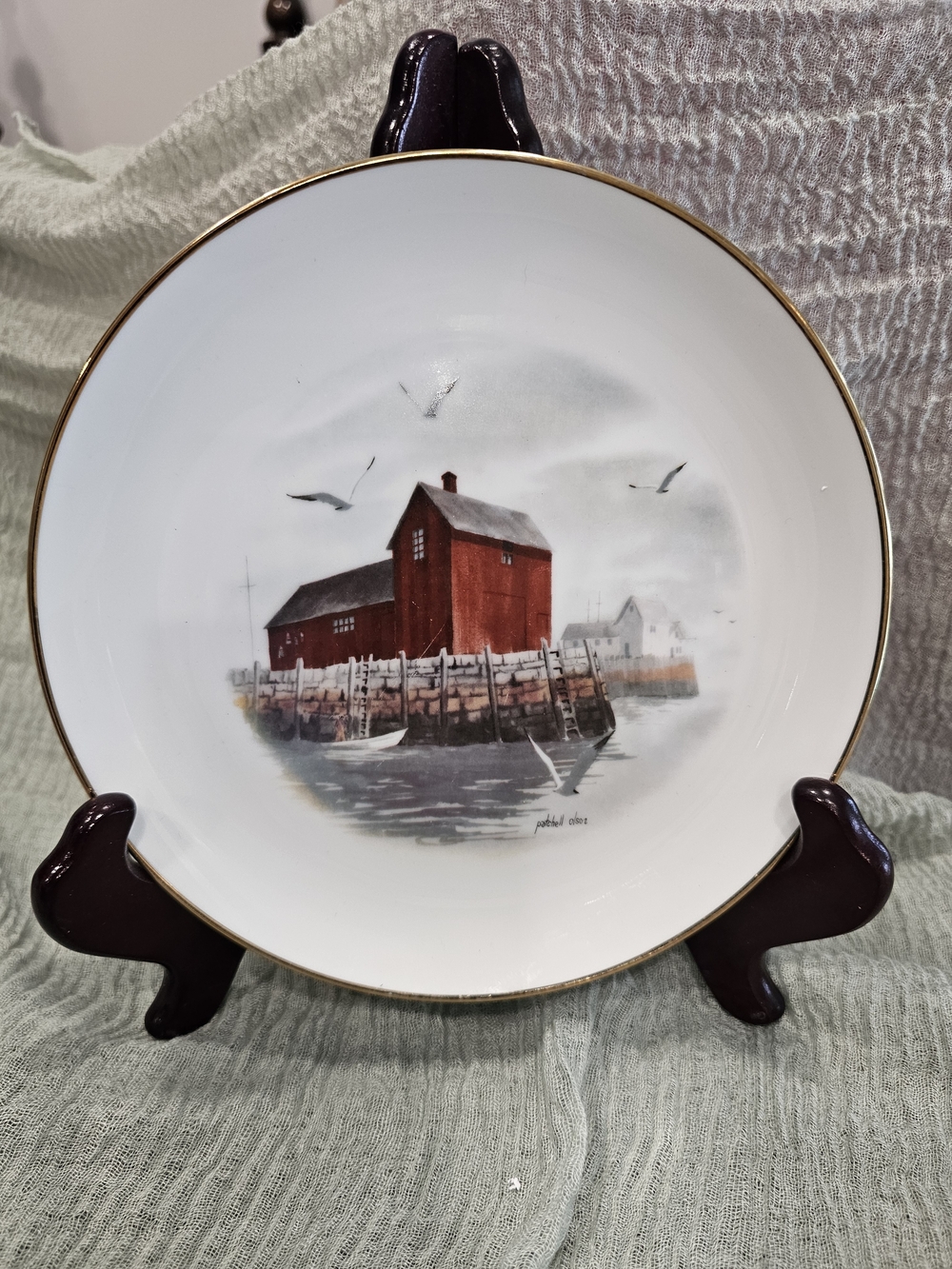 Vintage 1989 Patchell Olson Collector Plate Motif No. 1 Rockport MA Boathouse